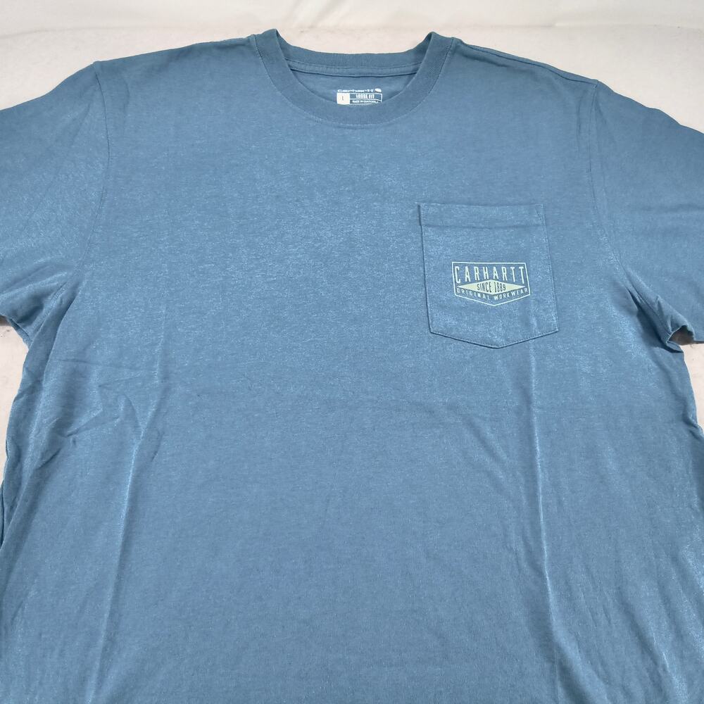 Carhartt Loose Fit Crew Neck Short Sleeve T Shirt Mens Size Large L Blue